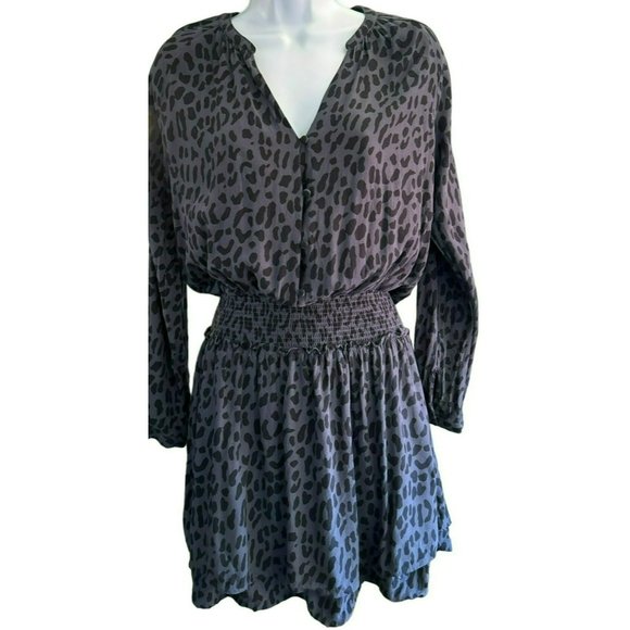 Rails Women's Jasmine Mini Dress Size Small in Azure Leopard Blue Black - Picture 1 of 4